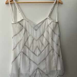 White House Black Market White Beaded Camisole